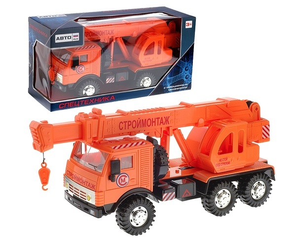 Машина инерционная Спецтехника - кран оранж. - миниатюра 2