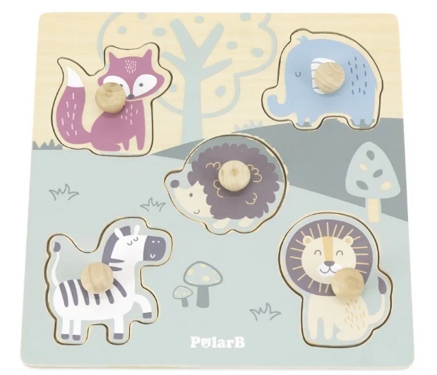 Пазл - вкладыш деревянный Животные 5 дет. цвет пастель VIGA - фото 1