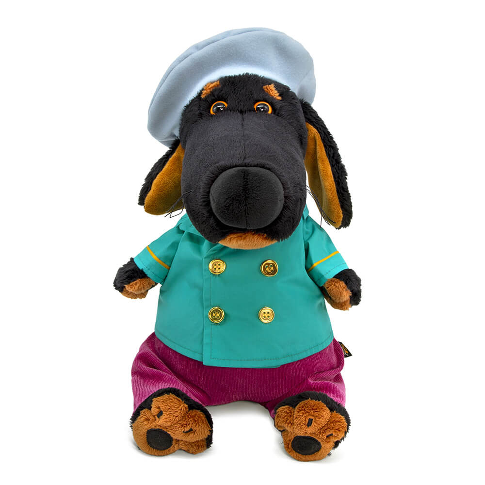 Мягкая игрушка Такса Ваксон в бирюзовом бушлате - фото 1
