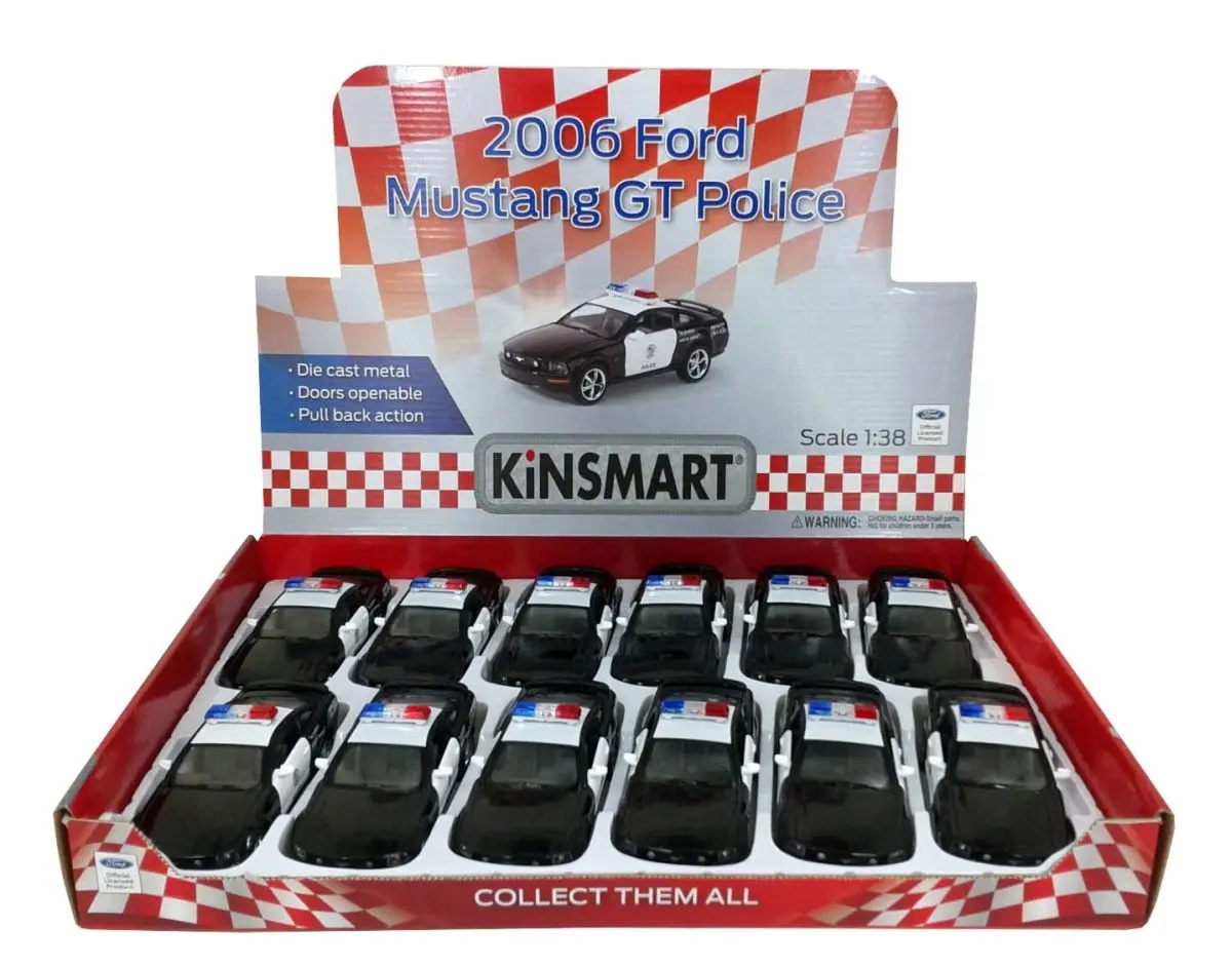 Машина металлическая KINSMART 1:38 FORD MUSTANG Полиция б/к - фото 1