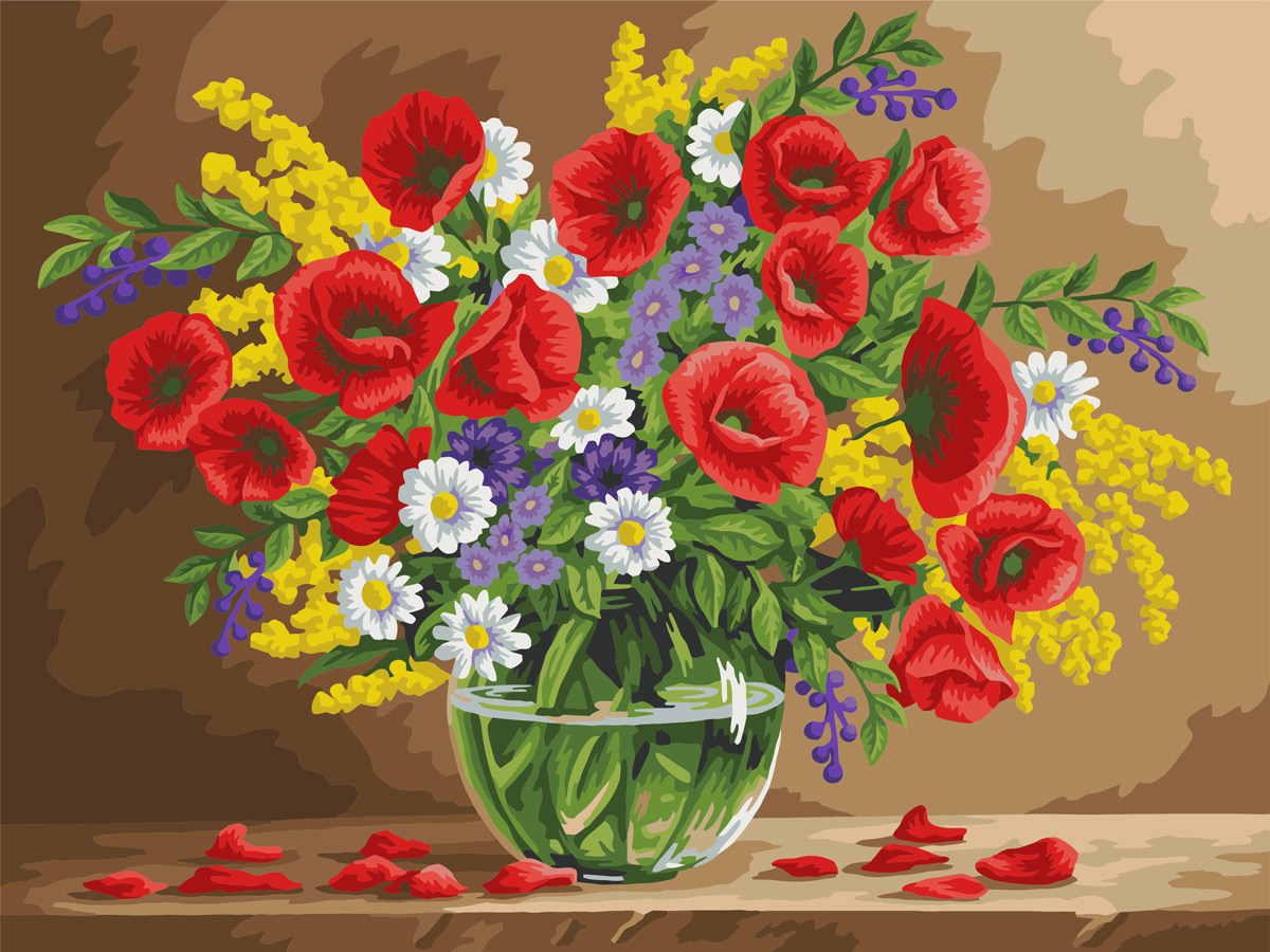 Картина по номерам 40*50 Букет нежных маков PNB/R1 №158  - фото 1