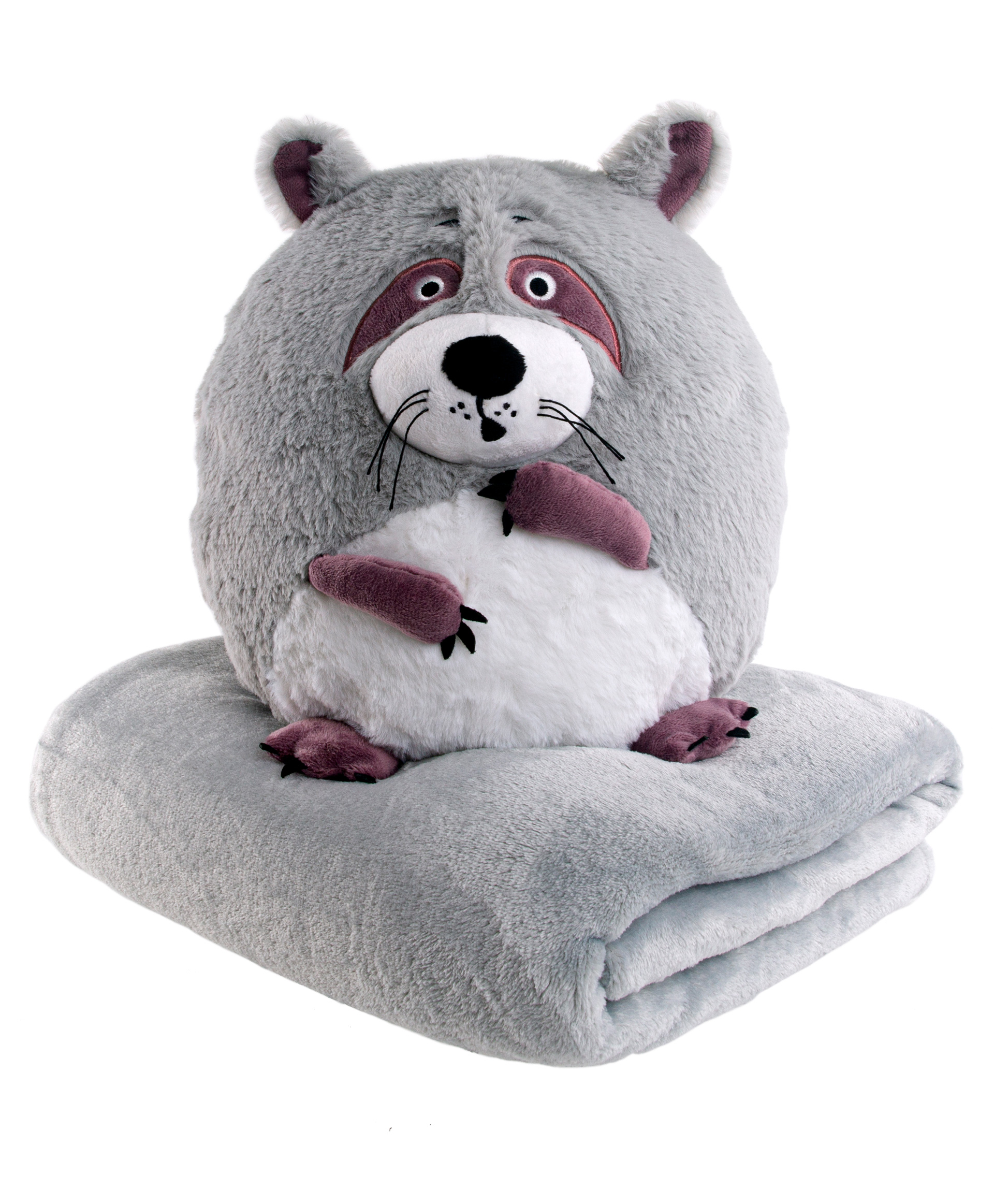 Мягкая игрушка Енот Тоффи 30см с пледом - фото 1