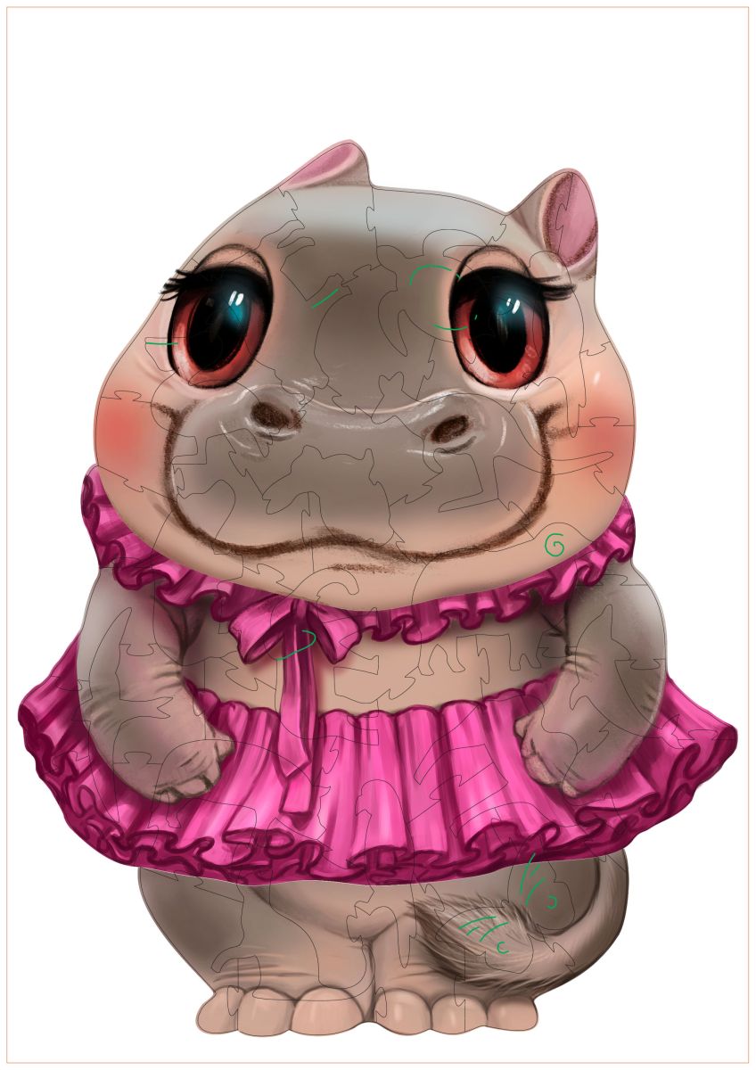 Пазл деревянный Бегемотик балерина 53 дет. Collection Animals - фото 1