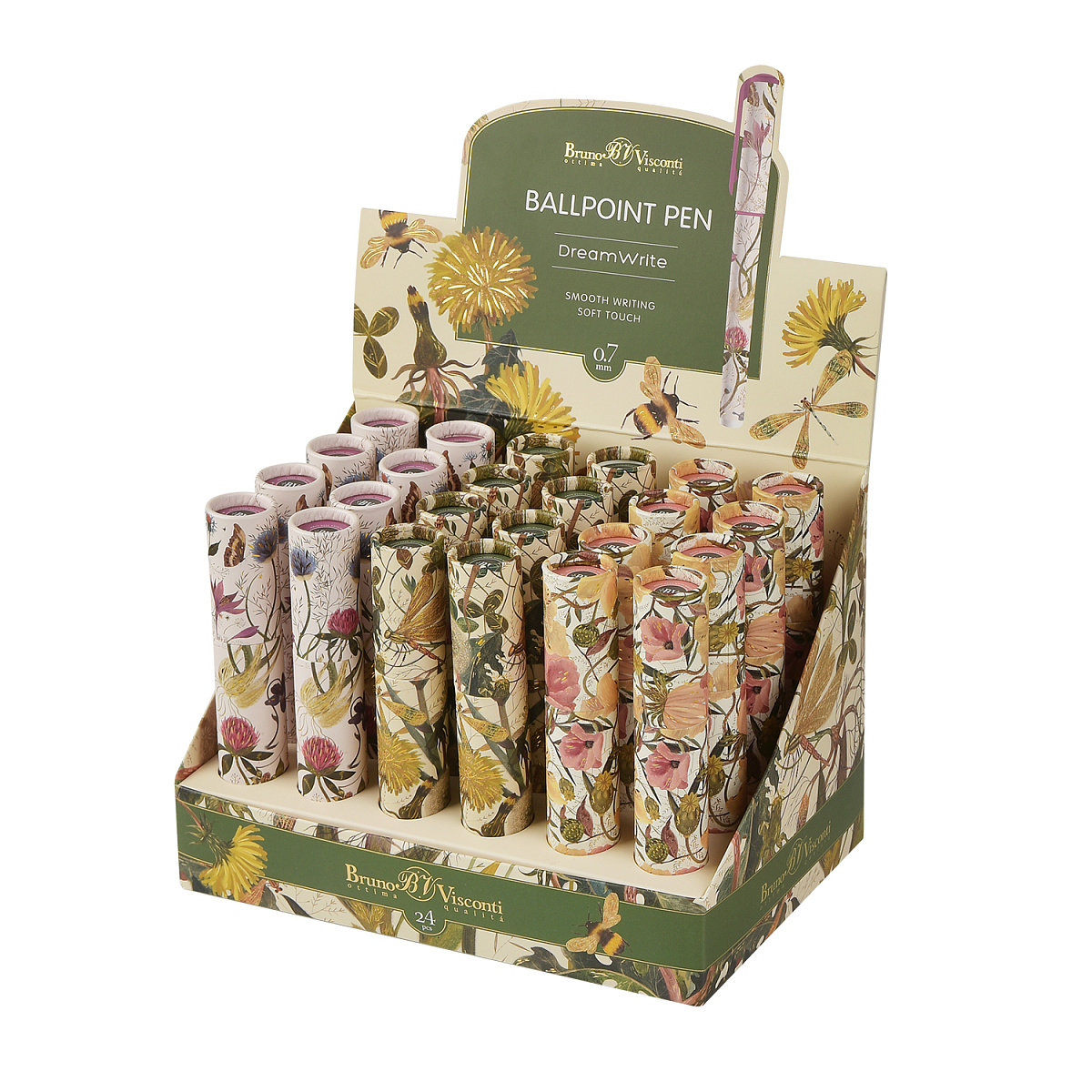Ручка шариковая синяя 0,7мм DreamWrite Flora BrunoVisconti (24) - фото 1