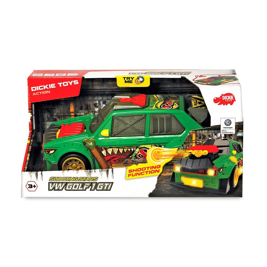 Машина VW Golf 1 GTI с залповой установкой 26см свет, звук Dickie Toys - фото 1