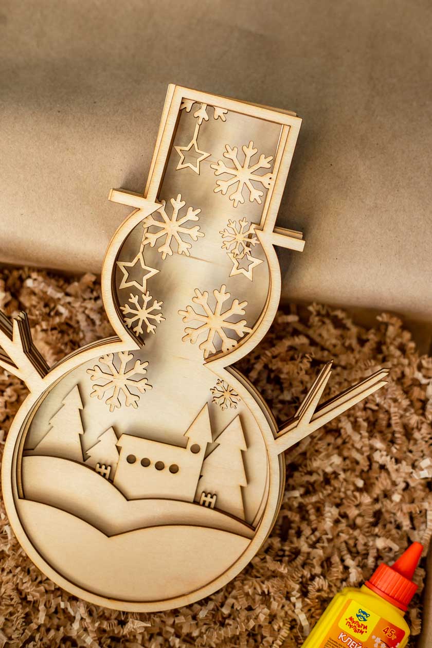 Роспись по дереву Снеговик серия Домик Dobrika - миниатюра 3