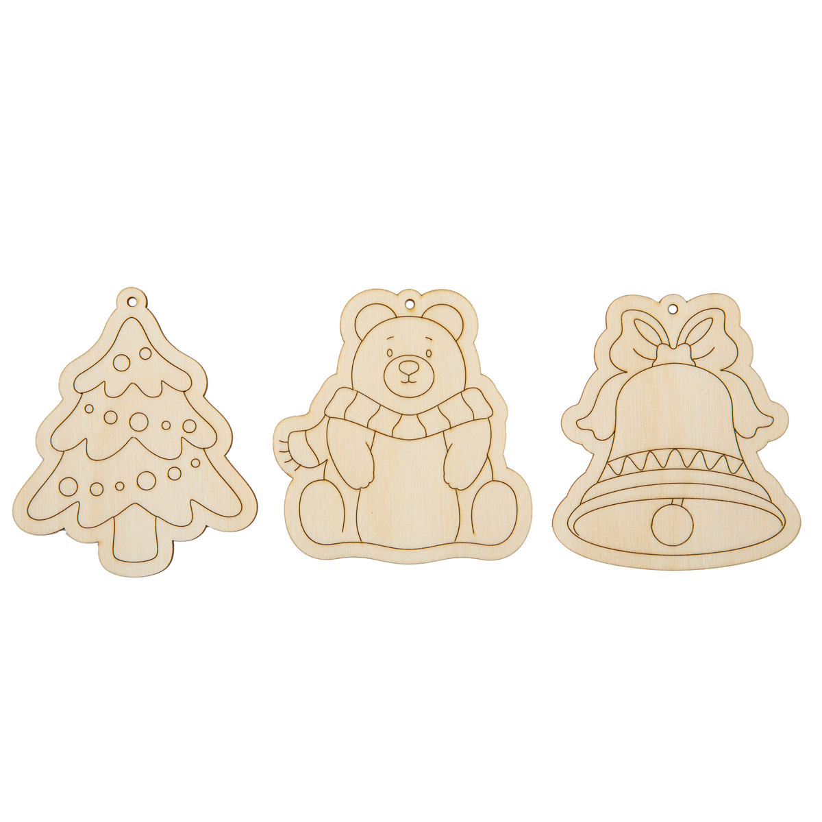 Роспись по дереву Елочные игрушки 3шт в/к Mr. Carving - фото 1