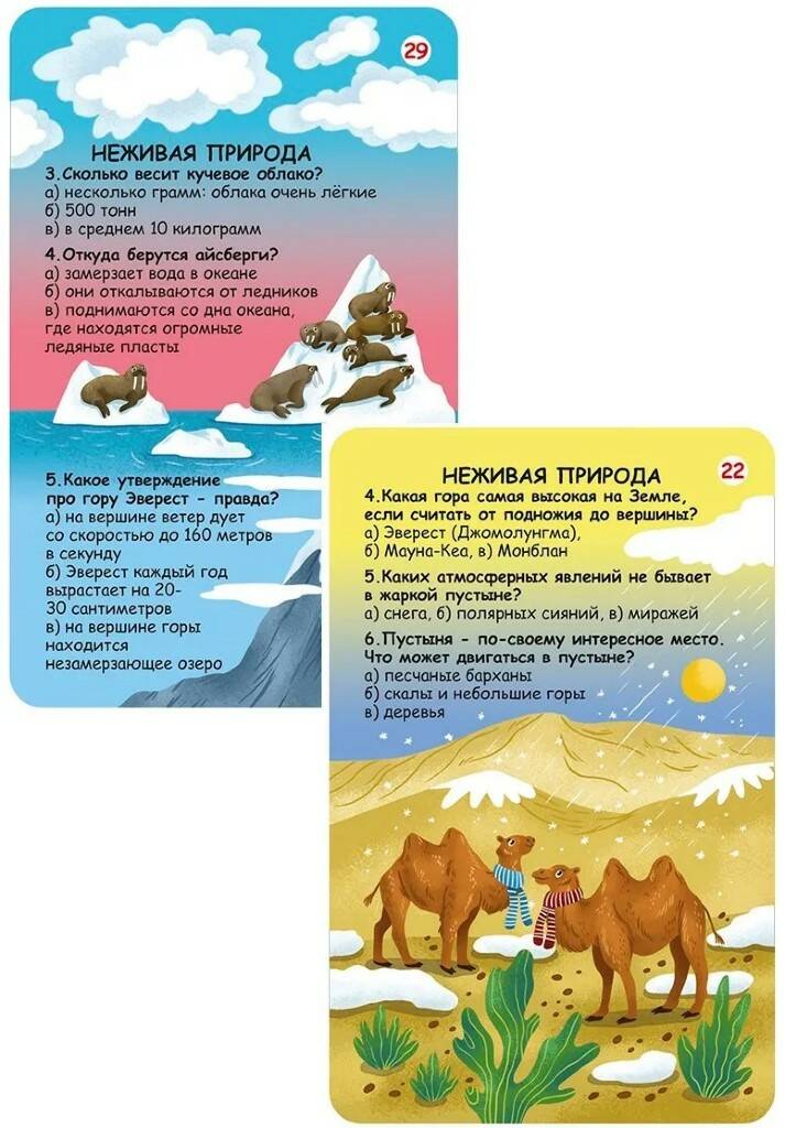 Развивающие карточки Вопросы и ответы о живой и неживой природе - миниатюра 3