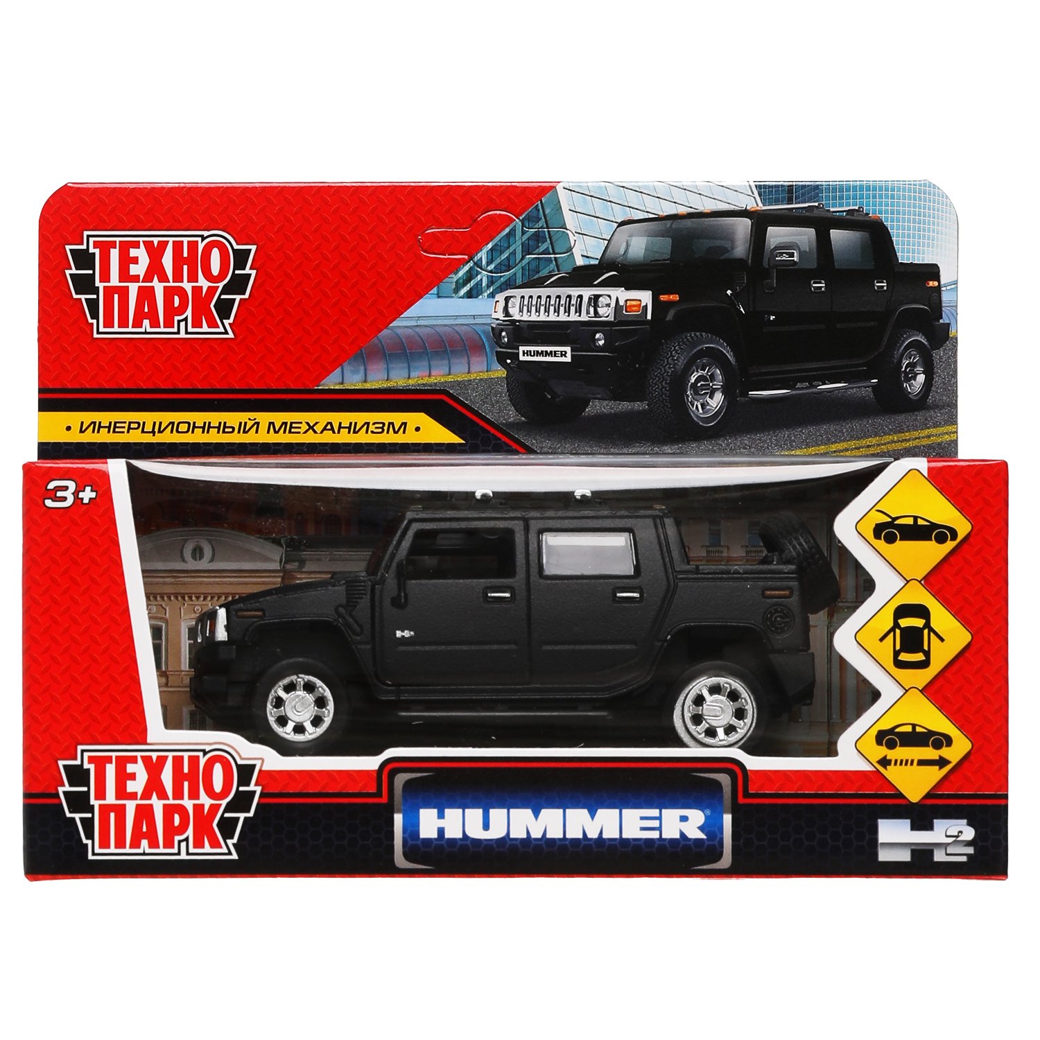 Машина металлическая ТЕХНОПАРК HUMMER H2 PICKUP чёрн. мат. - миниатюра 2