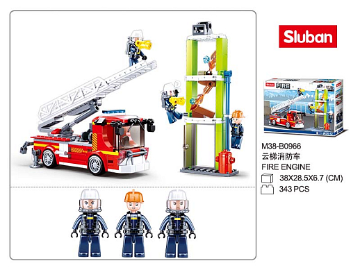 Конструктор СЛУБАН Огонь. Пожарная машина 343 дет. - фото 1