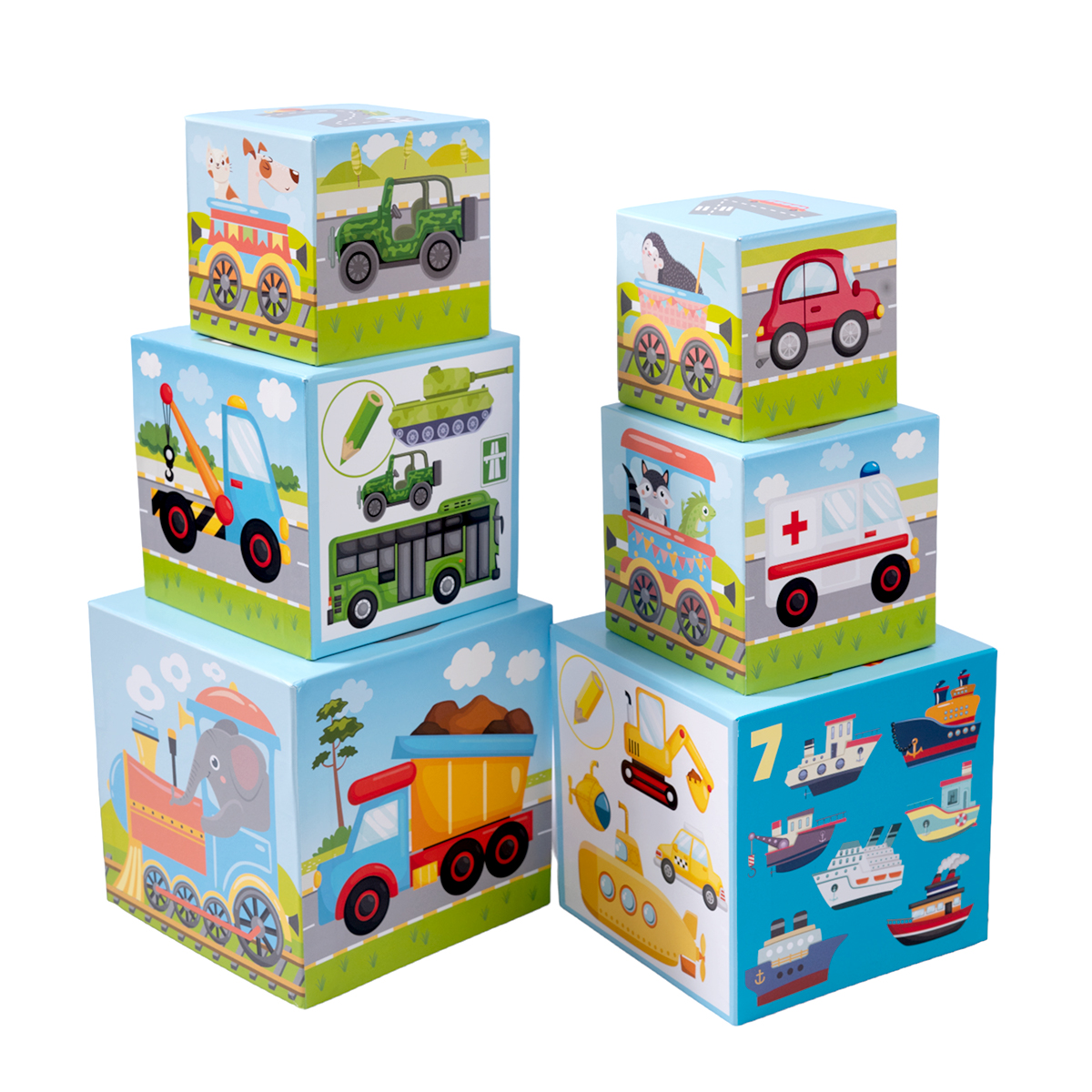 Пирамидка развивающая из кубиков Транспорт 8 в 1 ДК - миниатюра 4