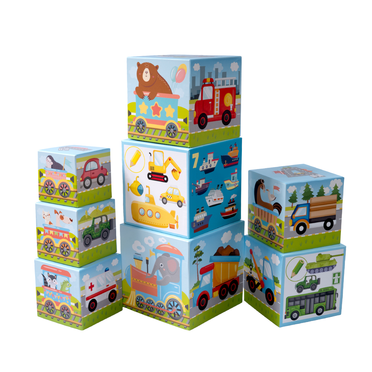 Пирамидка развивающая из кубиков Транспорт 8 в 1 ДК - миниатюра 5