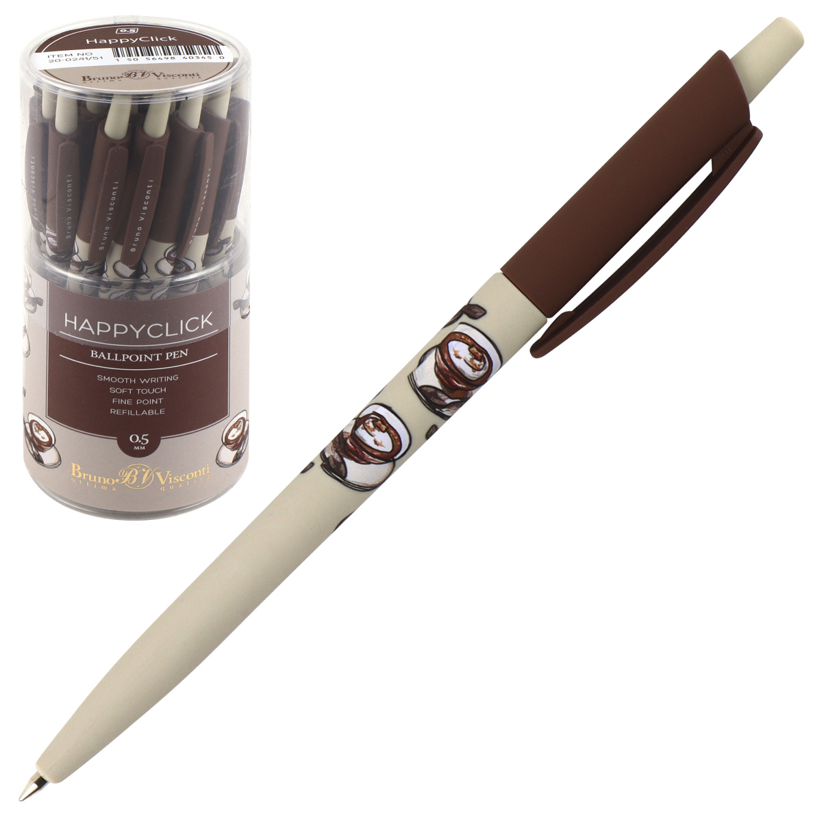 Ручка шариковая синяя автомат 0,5мм Кофемания.Тирамису BrunoVisconti (24) - фото 1