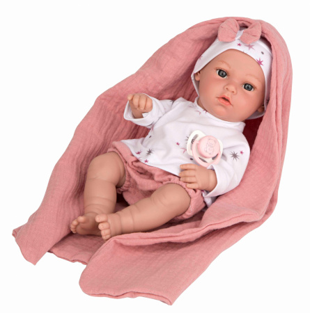Пупс Arias ELEGANCE NIA в розовой одежде, с соской и одеялом 33см - фото 1