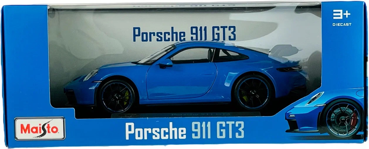 Машина металлическая Maisto 1:18 Porsche 911 GT3 2022 син. - фото 1