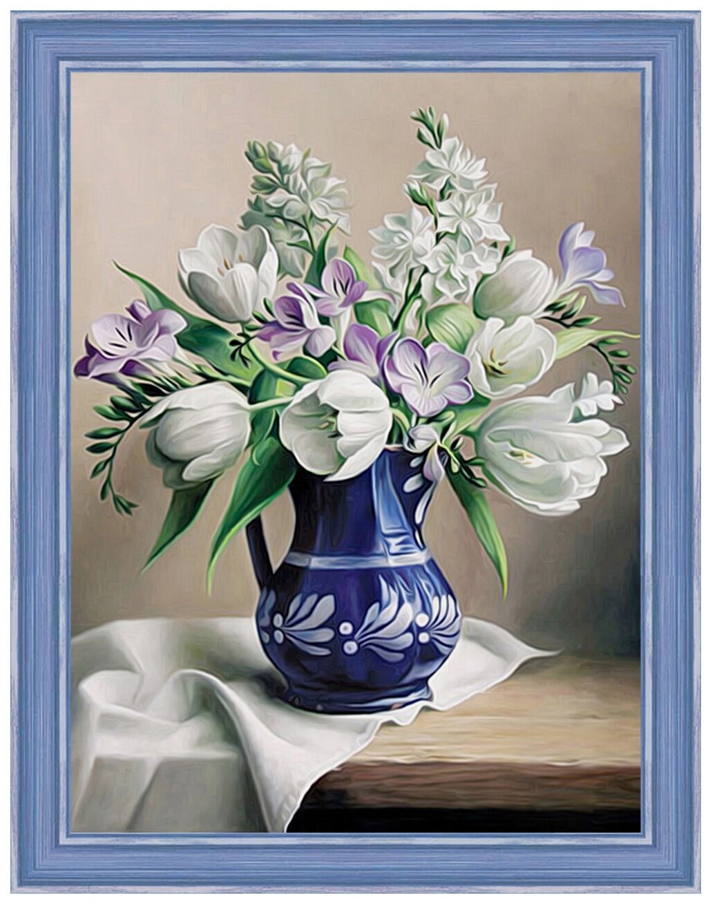 Картина стразами 30*40 Белые тюльпаны - фото 1