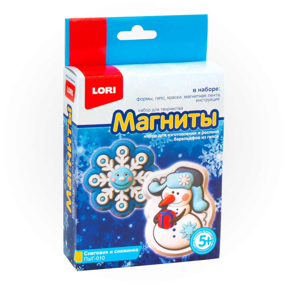 Магниты из гипса Снеговик и снежинка - фото 1