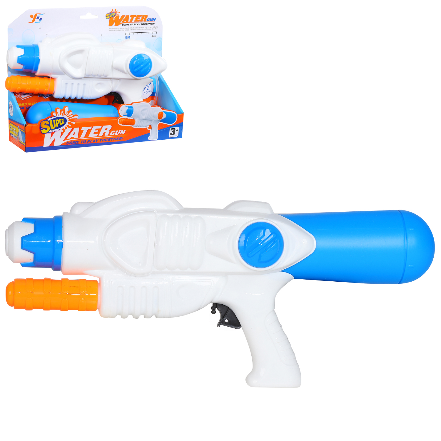 Пистолет водный бело - син. 30*23см в/к - фото 1