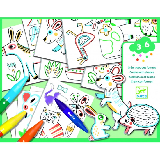 Трафареты для рисования набор Животные DJECO - миниатюра 2