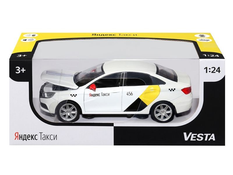 Модель мет. 1:24 Lada Vesta Такси (свет, звук) бел. - миниатюра 10