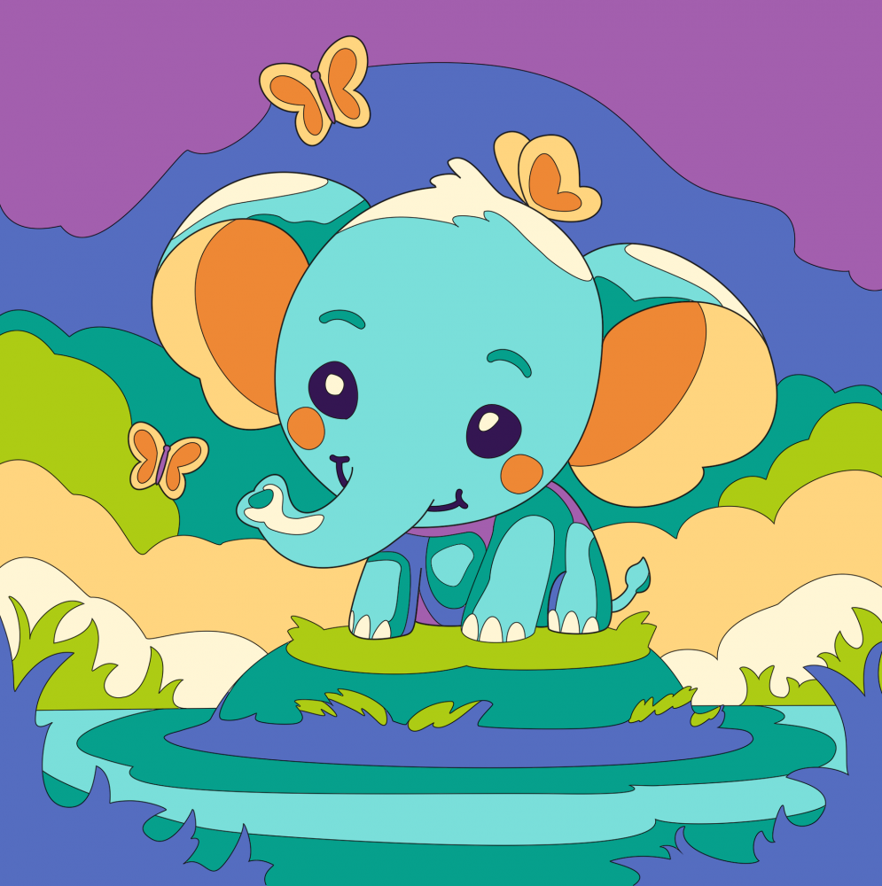 Картина по номерам 20*20 Слоник - фото 1