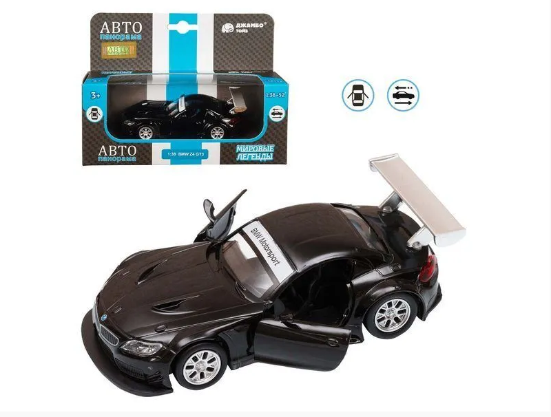 Машина металлическая Автопанорама 1:38 BMW Z4 GT3 черн. - фото 1