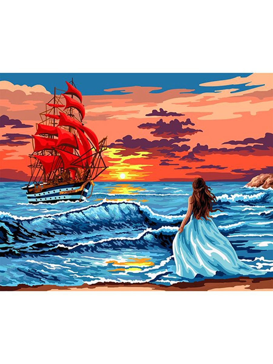 Картина по номерам 40*50 Алые паруса на закате - фото 1