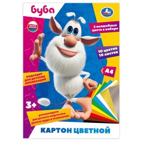 Картон цветной немелов. 10цв 10л Буба - фото 1