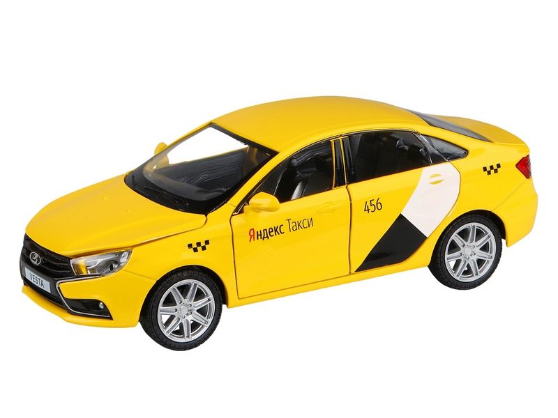 Машина металлическая Автопанорама 1:24 Lada Vesta Яндекс GO желт. свет, звук - фото 1