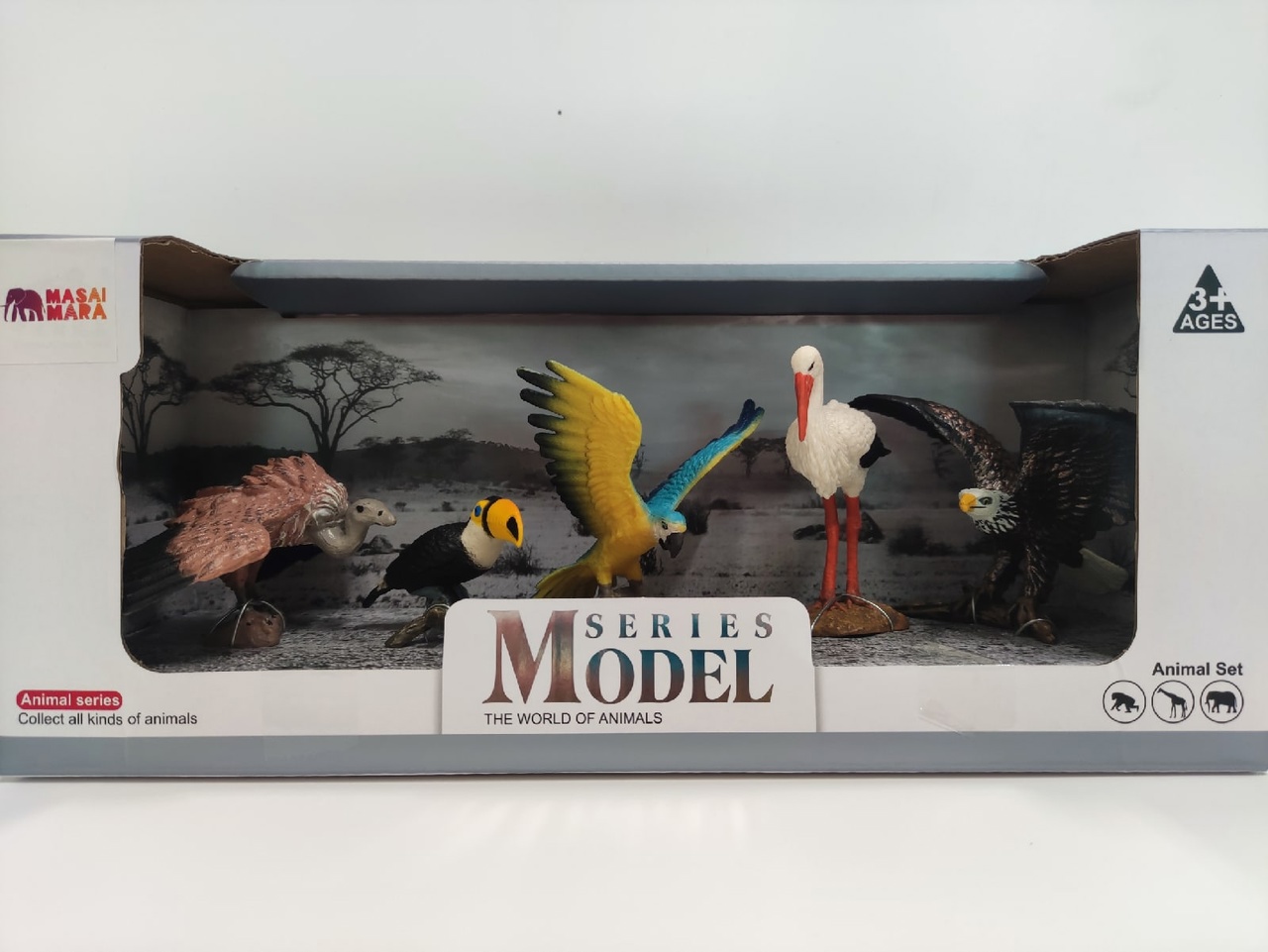 Птицы Орел, Попугай Ара, Аист, Тукан, Стервятник 5 фигурок - фото 1