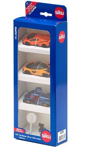 Машины металлические Гоночные 3шт + дорожный знак SIKU - фото 1