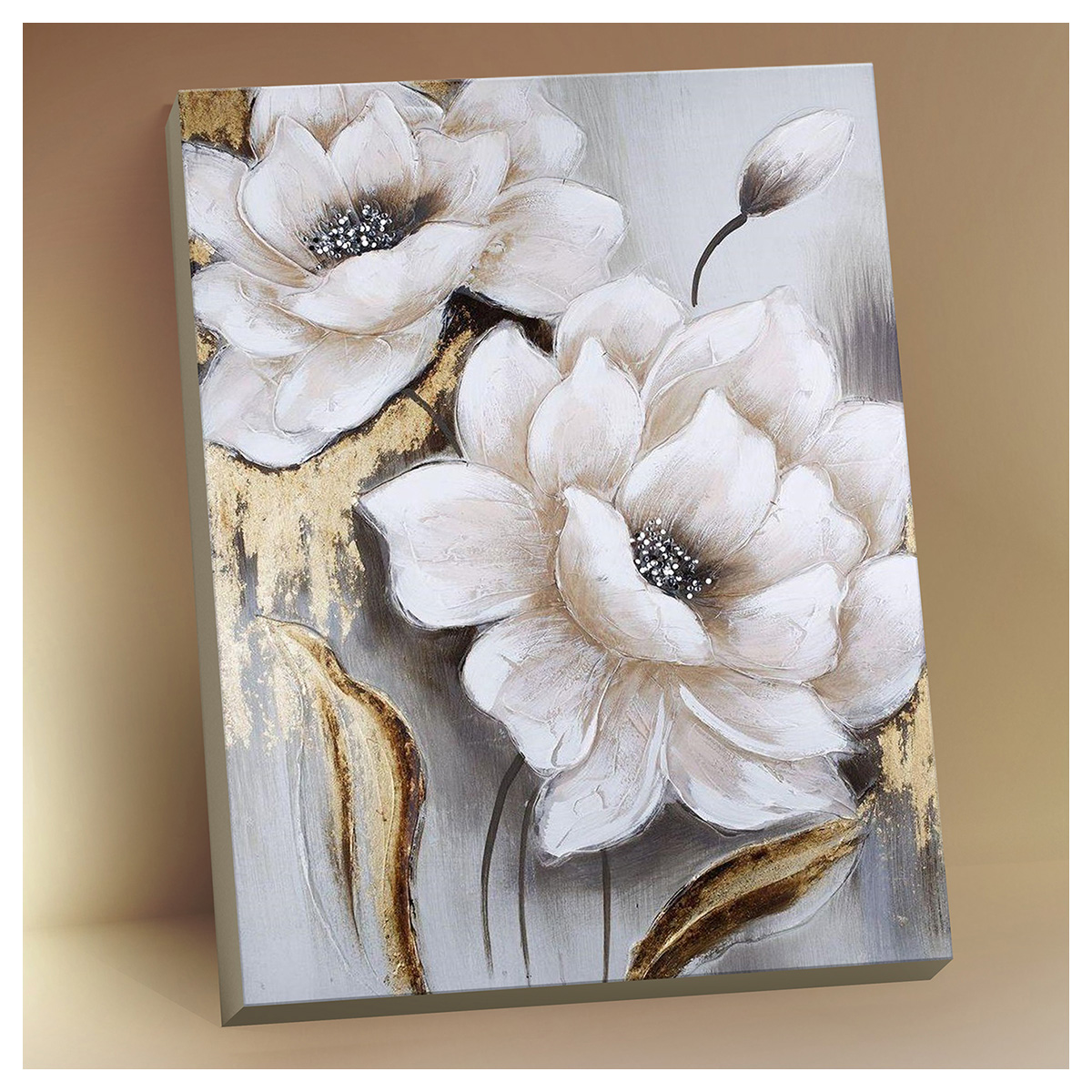 Картина по номерам 40*50 с поталью Белые цветы Molly - миниатюра 2