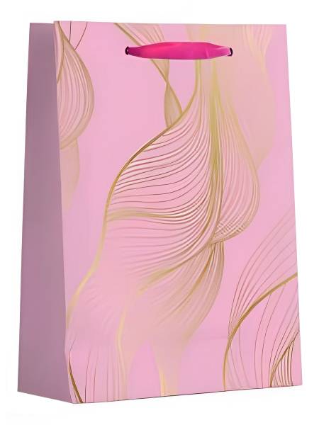 Пакет подарочный Тропическая листва розов. 26*32 - фото 1