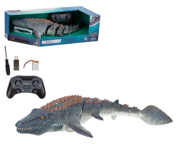 Динозавр радиоуправляемый (свет, звук, плавает) в/к - фото 1