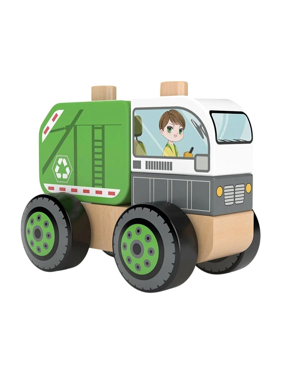 Конструктор деревянный Мусоровоз Спецтехника - фото 1