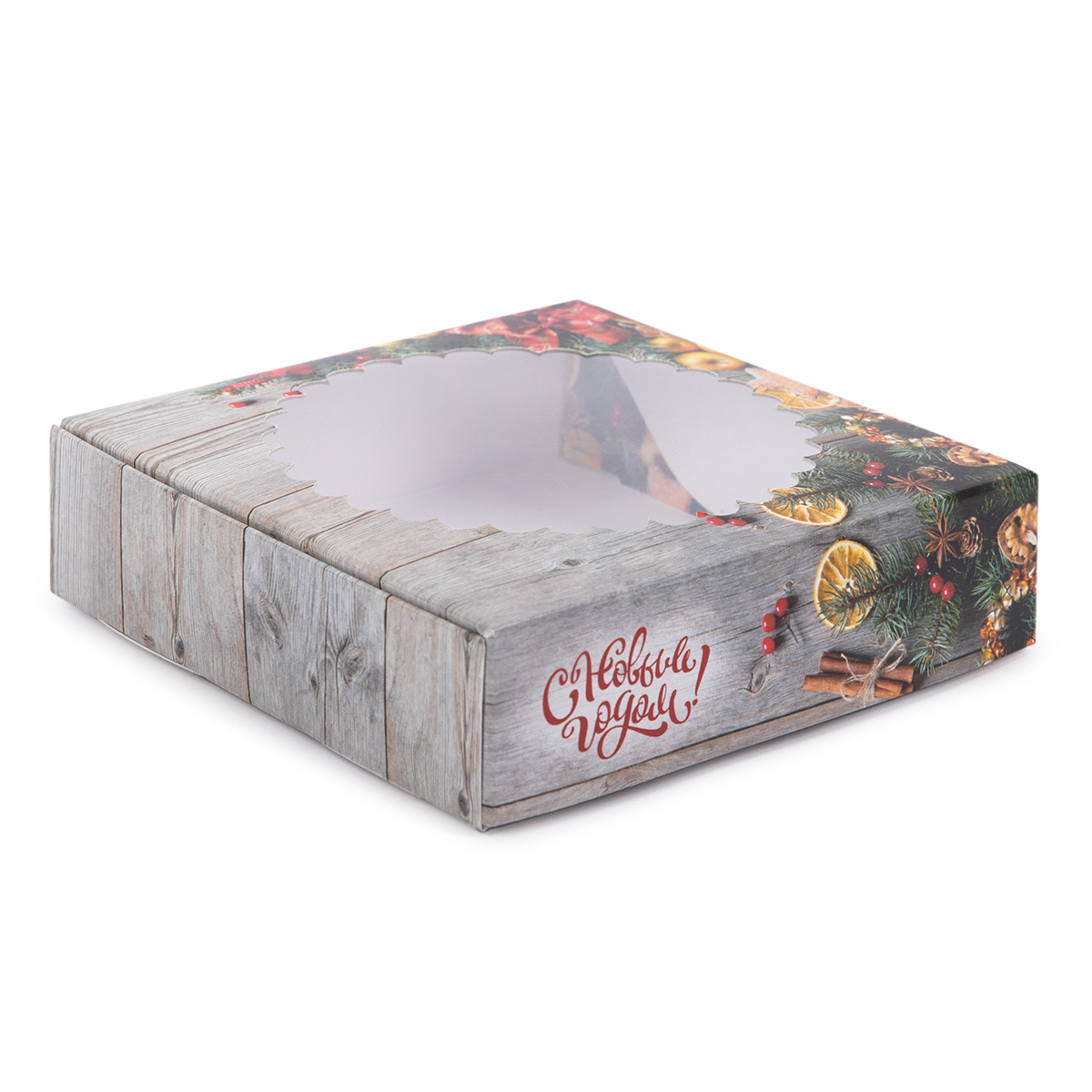 Коробка складная с окном 11,5*11,5*3 - фото 1