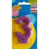 Свеча цифра "3" блестящая 7,6см - фото 1