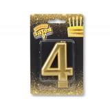 Свеча цифра "4" Золотая 8см - фото 1