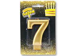 Свеча цифра "7" Золотая 8см. - фото 1