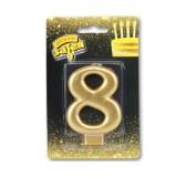 Свеча цифра "8" Золотая 8см - фото 1