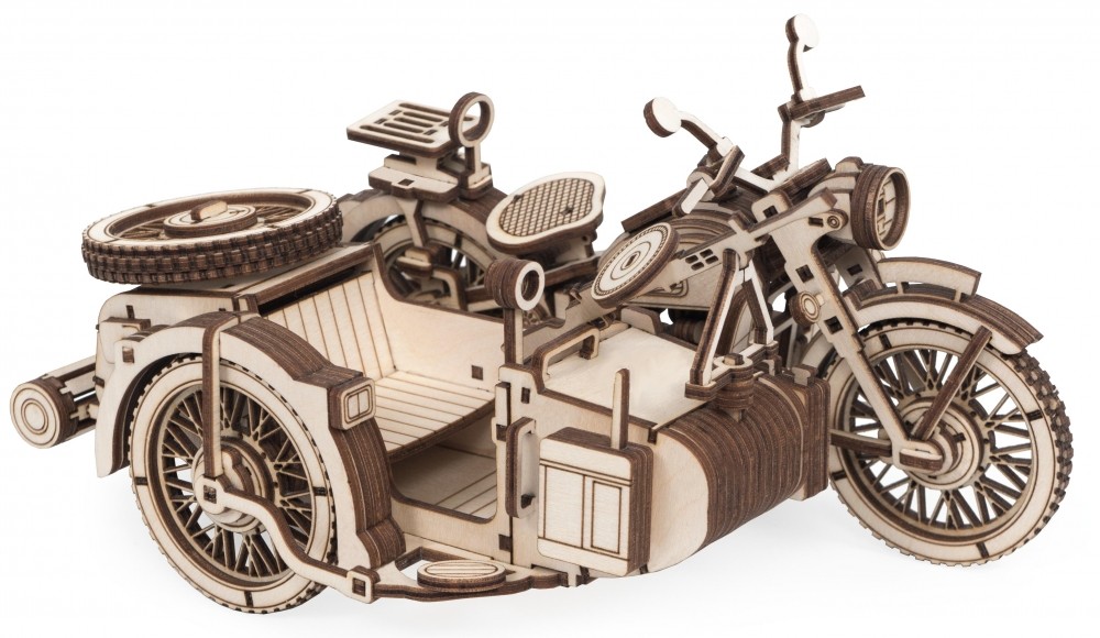 Конструктор деревянный 3D Мотоцикл с коляской 288 дет. Lemmo - фото 1