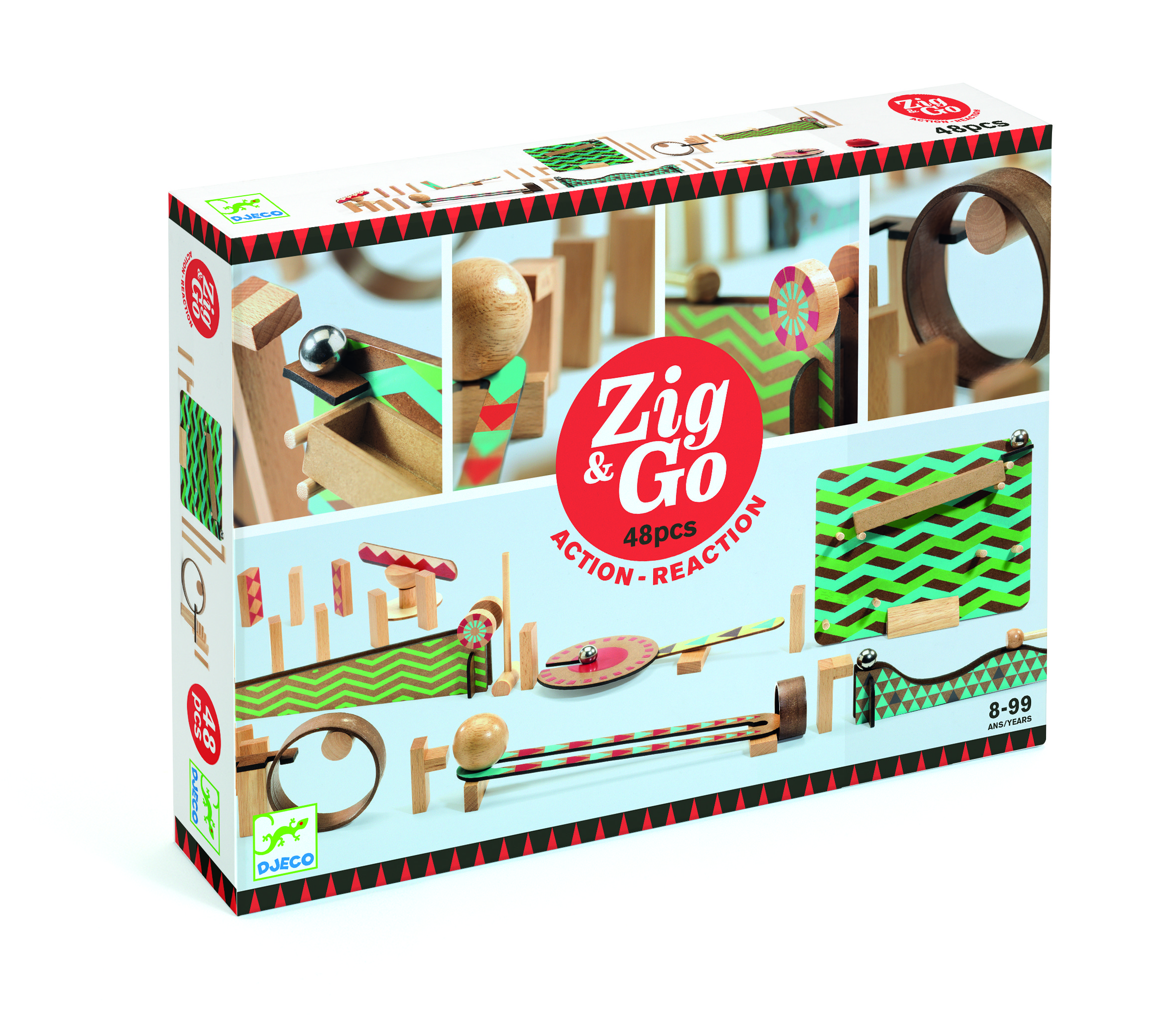 Конструктор деревянный ЗингГоу 48дет. DJECO - фото 1