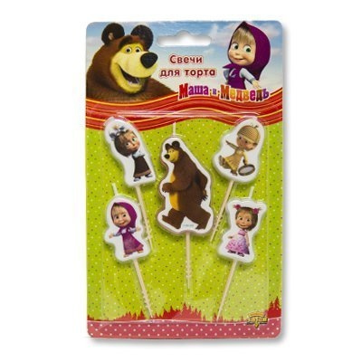 Свечи для торта Маша и Медведь 5шт. - фото 1