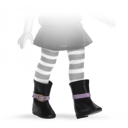 Одежда для кукол 32см Сапоги черн. с фиол. пряжкой PAOLA REINА - фото 1