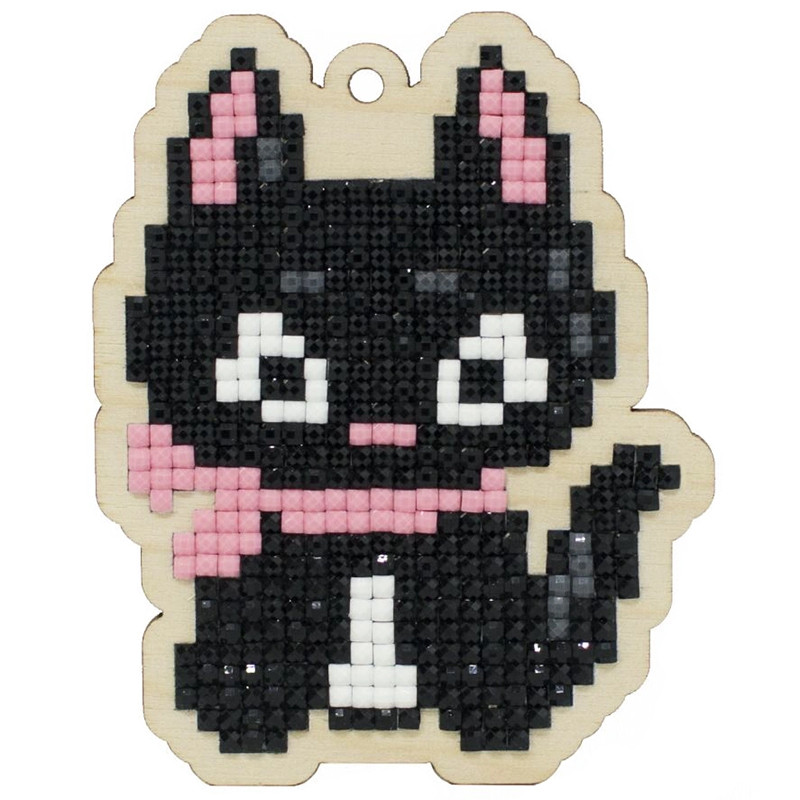 Мозаика стразами Подвеска Котик с бантом - фото 1