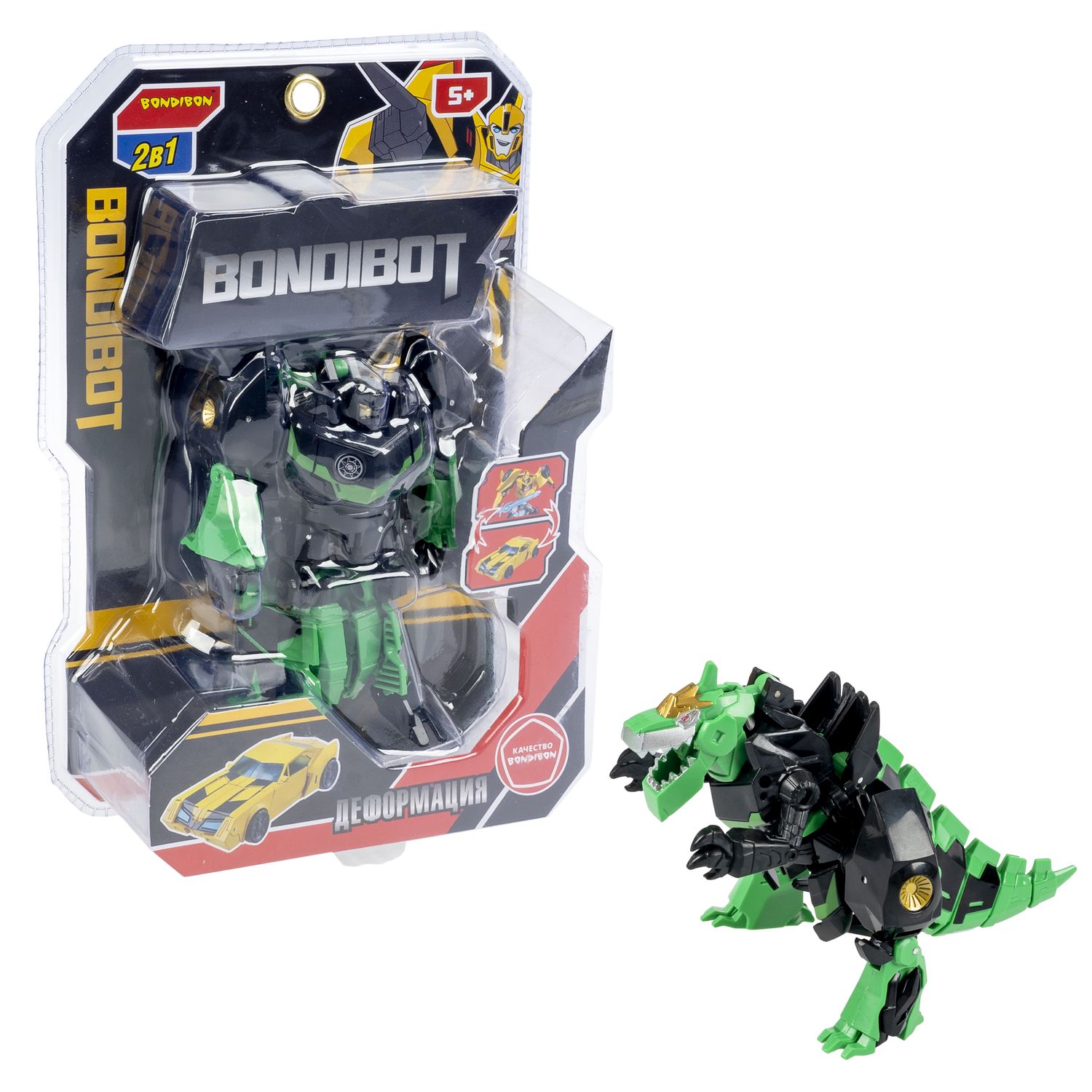 Трансформер Робот - Динозавр зел. 2 в 1 Bondibon - фото 1