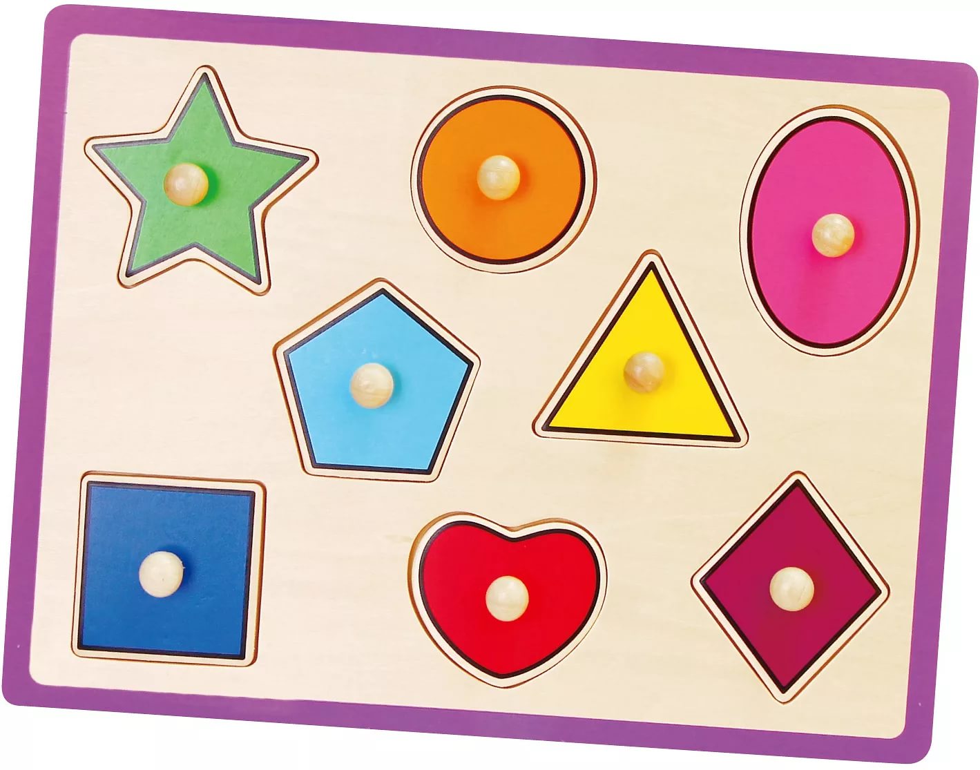Пазл - вкладыш деревянный Геометрические фигуры 8 дет. VIGA - фото 1