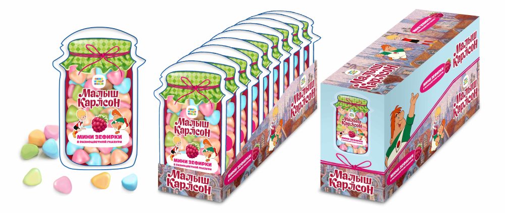 Зефирки мини малина Малыш и Карлсон (10) - фото 1