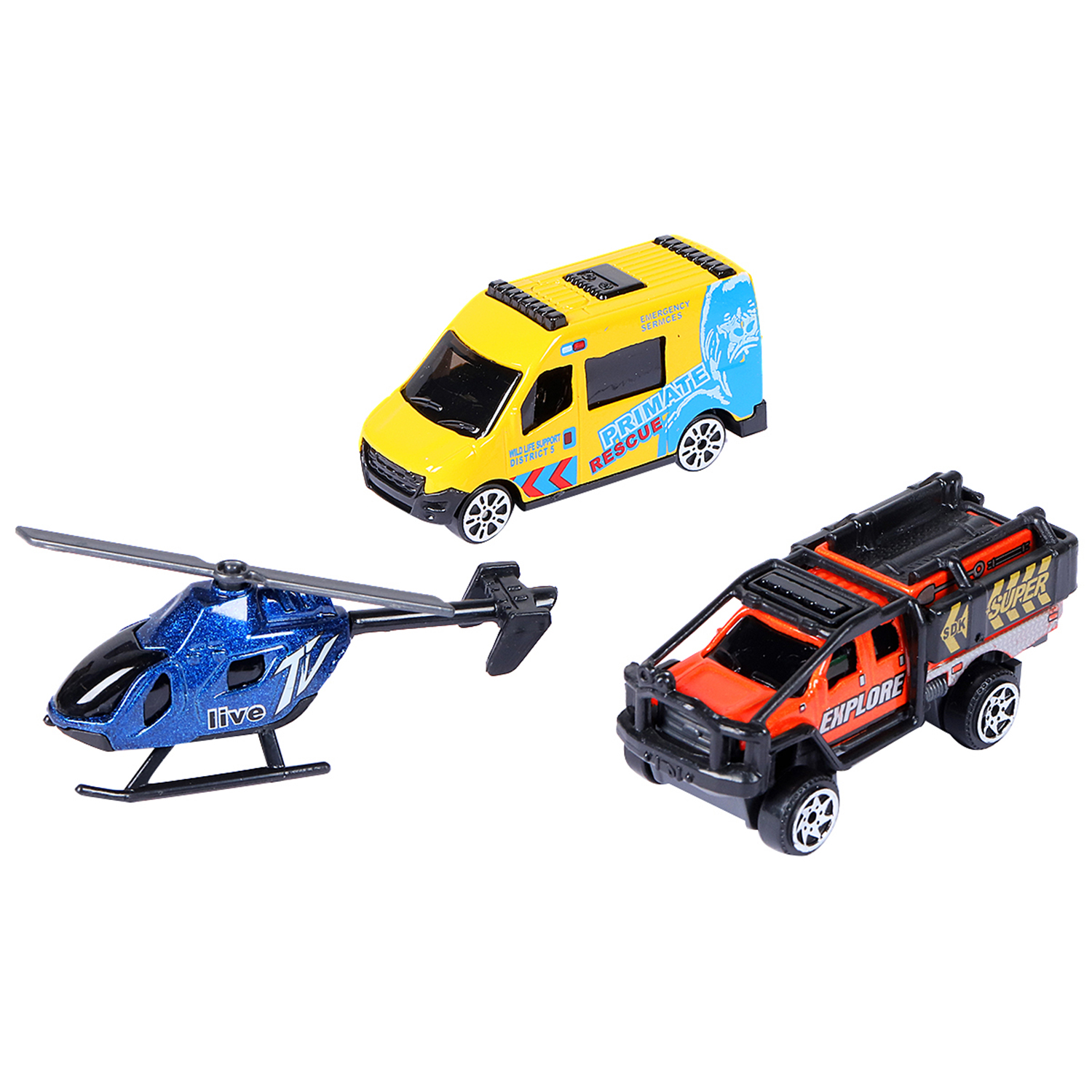 Машины металлические Служба спасения животных 3 шт в/к - миниатюра 3