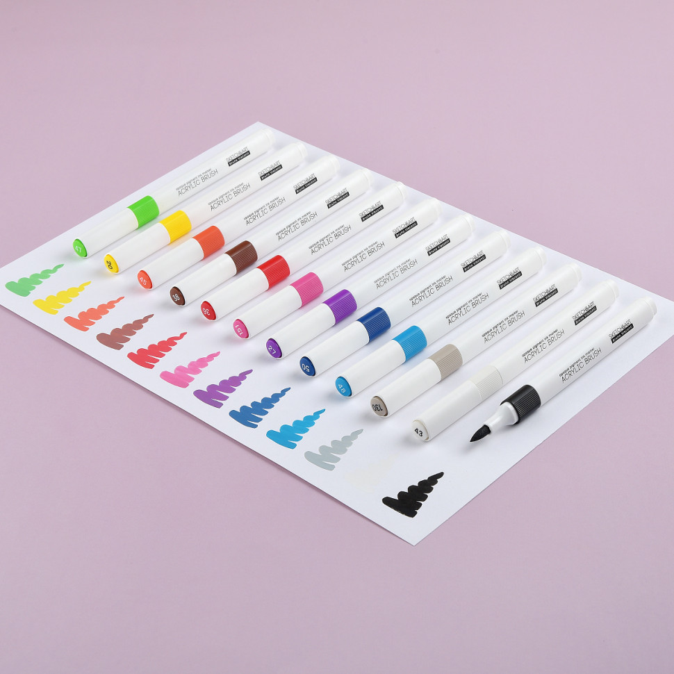 Маркеры - кисти акриловые 12цв. Bruno Visconti - миниатюра 2